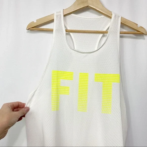 NWT-White RacerBack FIT Yellow tank M - Picture 3 of 8